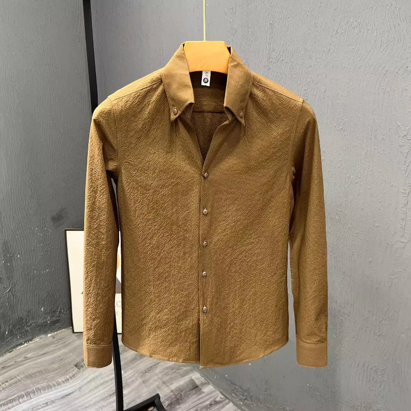 Spring Autumn New Fashion Turn-down Collar Long Sleeve Solid Blouse Men's Clothing Casual Loose Korean All-match Button Shirts