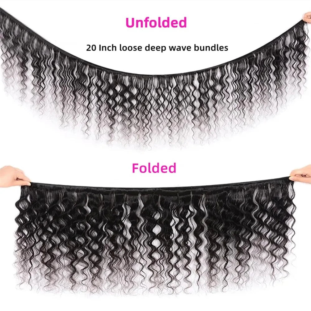 12A Human Hair Bundles Loose Deep Wave Bundles Human Hair 100% Brazilian Virgin Human Hair Extensions