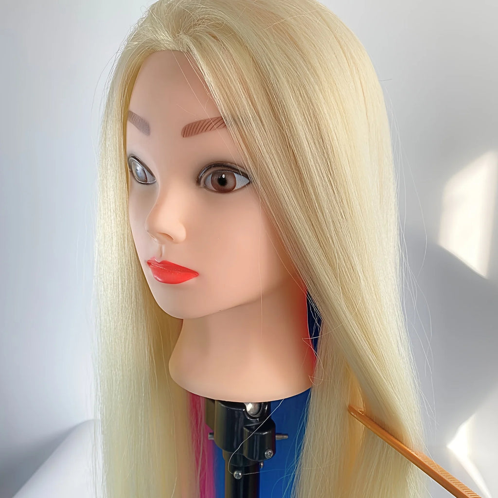 Mannequin head with colorful hair 26 inches, high temperature synthetic hair, for braiding hair practice and modeling display