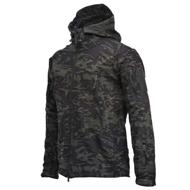 2025 New Fashionable Shark Skin Soft Shell Jacket Men's Tactical Windproof Waterproof Jacket Men's Jacket Hooded Jacket S-XXXXL