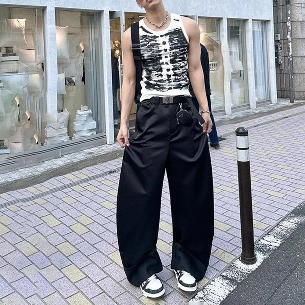 Mens Street Tie-Dye Tight-Fitting Sports Vest Genderless Sexy Fashion Youth Trendy Casual Printed Comfortable Vest Unisex