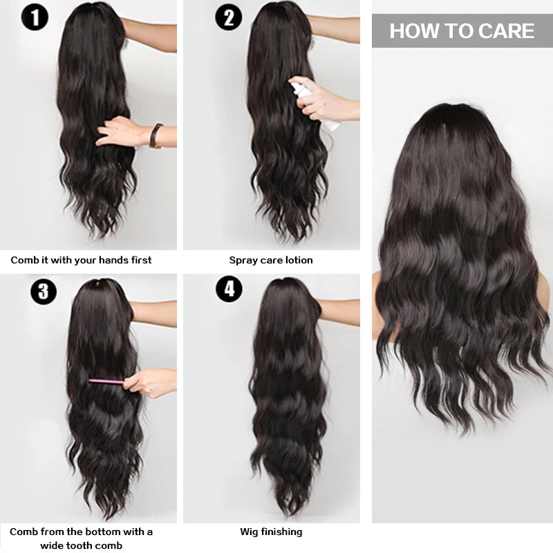 NAMM Long Wavy Ombre Black To Red Wig for Women Daily Cosplay Party Synthetic Lavender Hair Wig with Fluffy Bangs Heat Resistant