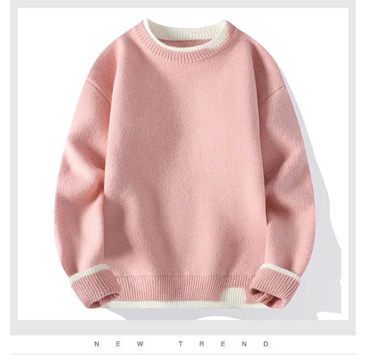 men round neck Solid color knitwear Men's High-Quality Fashion Trend Sweater Autumn/Winter Men Casual Comfortable Warm Sweaters