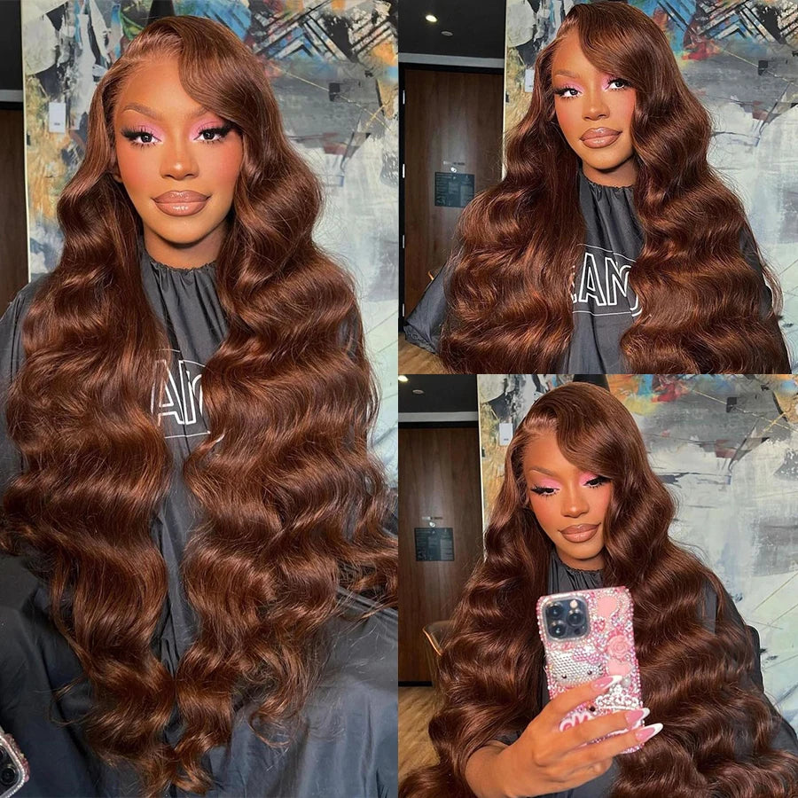 13x4 Brown Lace Front Wig Female Brazilian Body Wave Human Hair Wigs For Women Glueless Chocolate Brown 13x6 Hd Lace Frontal Wig