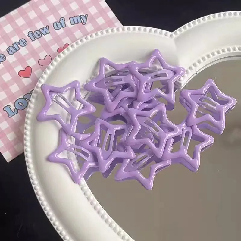 Y2K BB Star Hairclips Girls Colorful Cute Star Barrettes Women Simple Metal Snap Clip Headdress Hair Jewelry Accessories