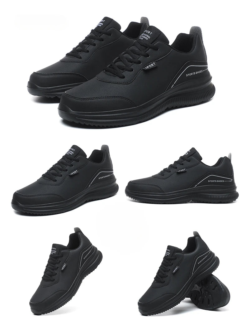 Men Running Shoes Leather Waterproof Anti Slip Sneakers Men Wear-resistant Men Walking Sport Shoes Comfortable Men's Shoes