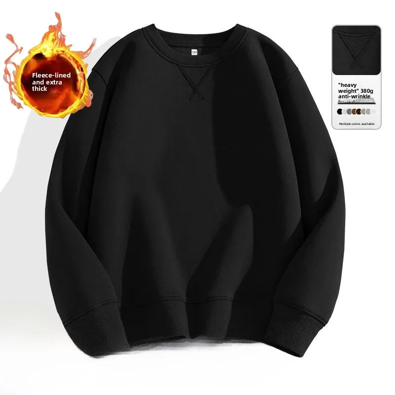 Loose Fit  Color Hoodl Sweatirt Long Sve round Ne Men's Autumn Winter Heavyweight Comfortable Antibacterial Ba...
