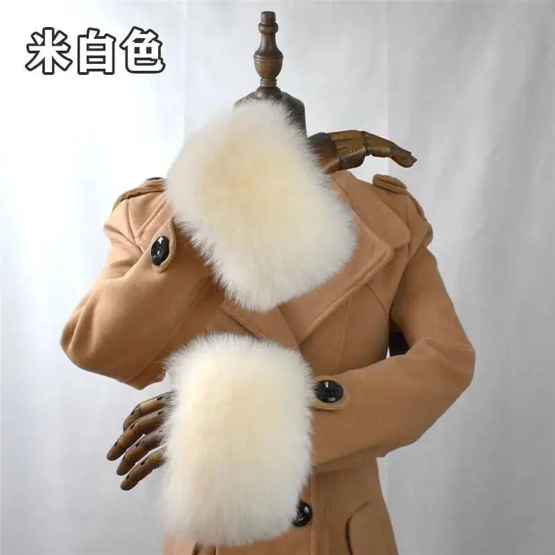 100% Real Fox Fur Cuffs Winter Natural Warm Oversized Arm Warmmer Wristband High Quality Coat Jacket Sleeve Fashion Luxury Cuffs
