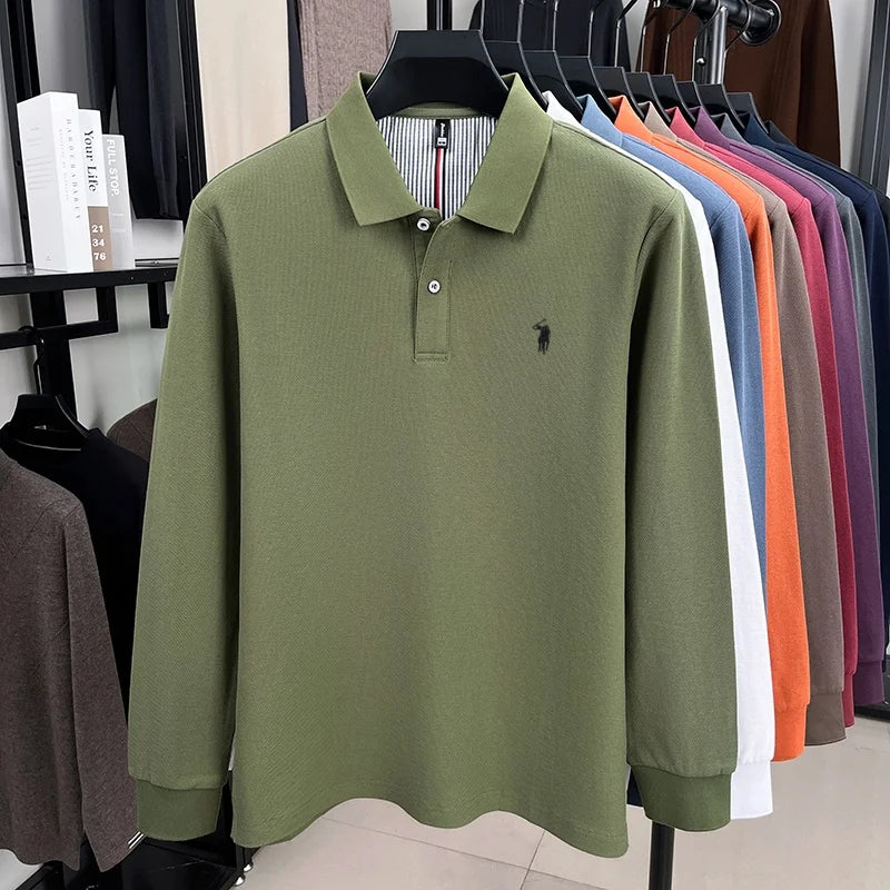 Fashion autumn and winter new item Paul brand embroidered polo shirt mens brand business casual comfortable long sleeved T-shirt