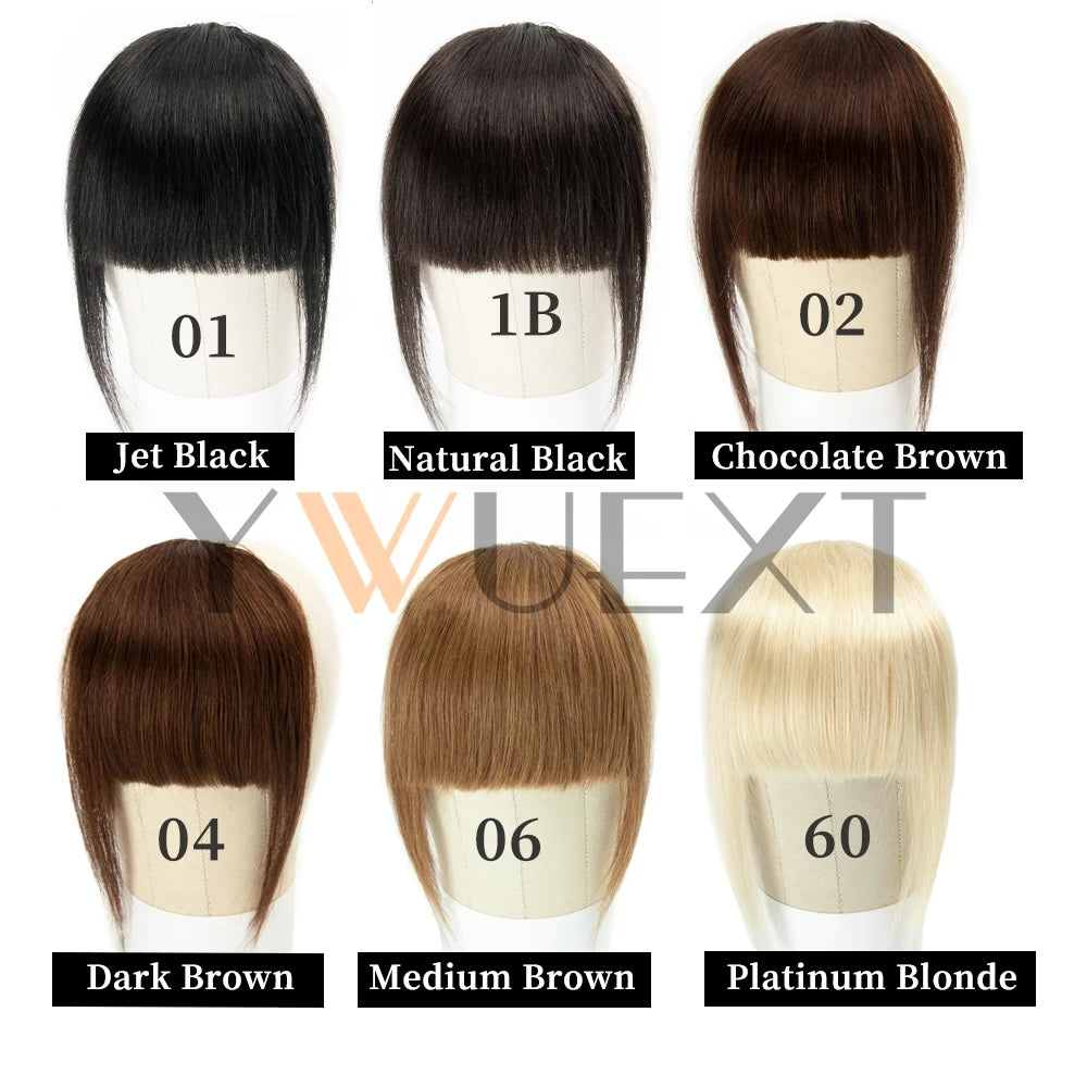 YWUEXT Blonde Clip-In Bangs Human Hair Pieces Real Natural Staight Hair 8 inch Bangs Clips in Fringe Bangs Hairpiece for Women