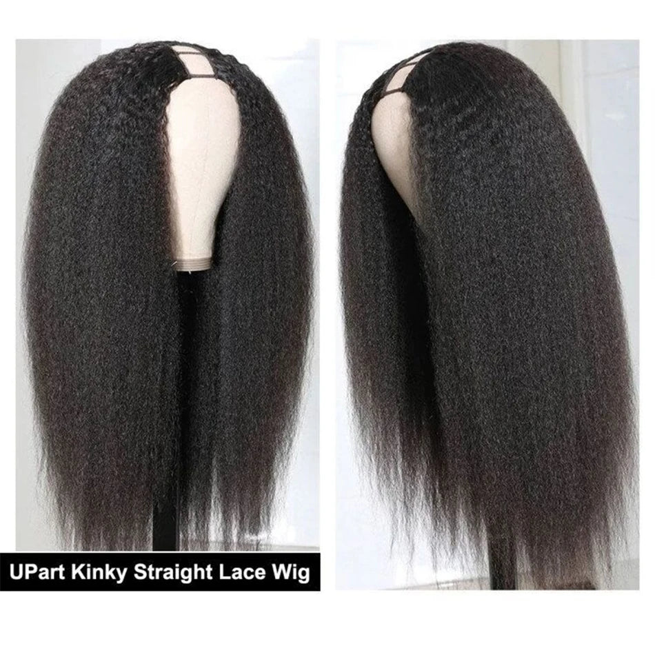30 Inch Kinky Straight U Part Wig Glueless Wigs Human Hair Ready To Wear Remy Human Hair Wigs V Part Wig No Lace Wigs For Women