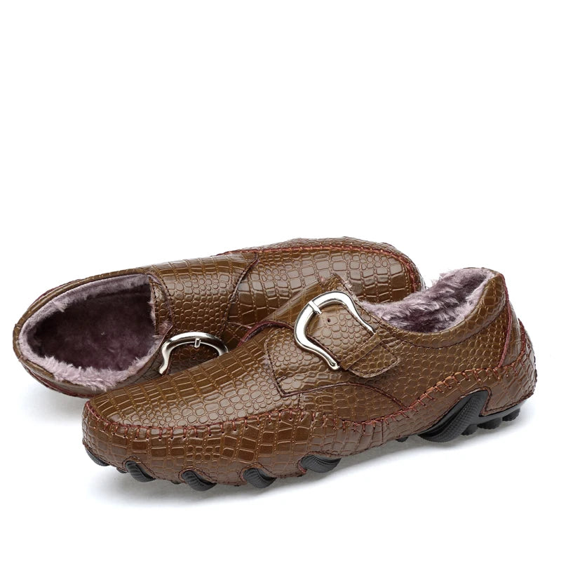 Crocodile Skin Loafer Shoes Men Genuine Leather Slip-on Moccasins Handmade Male Outdoor Casual Shoes Drive Walk Luxury Leisure