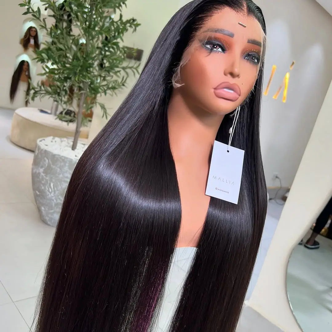 Straight Black Color Soft Synthetic 13X4X1 HD Lace Frontal Wig For Black Women Prepucked Bleach Knots Glueless Wig Daily Party