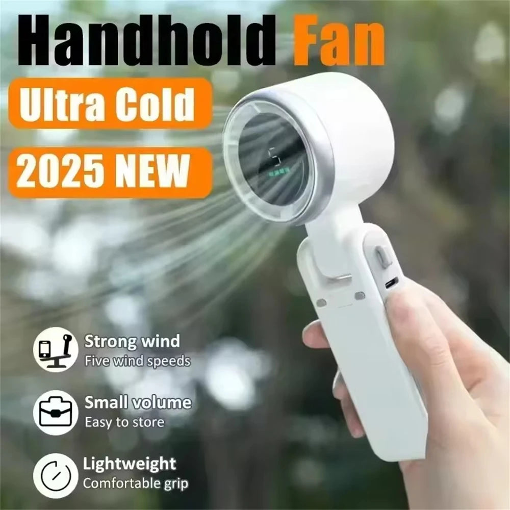 MEUYAG Portable 3-in-1 Turbo Handheld Fan, 5 High-Speed Settings, 3600mAh Power, Digital Screen, Foldable USB/Type-C Charge