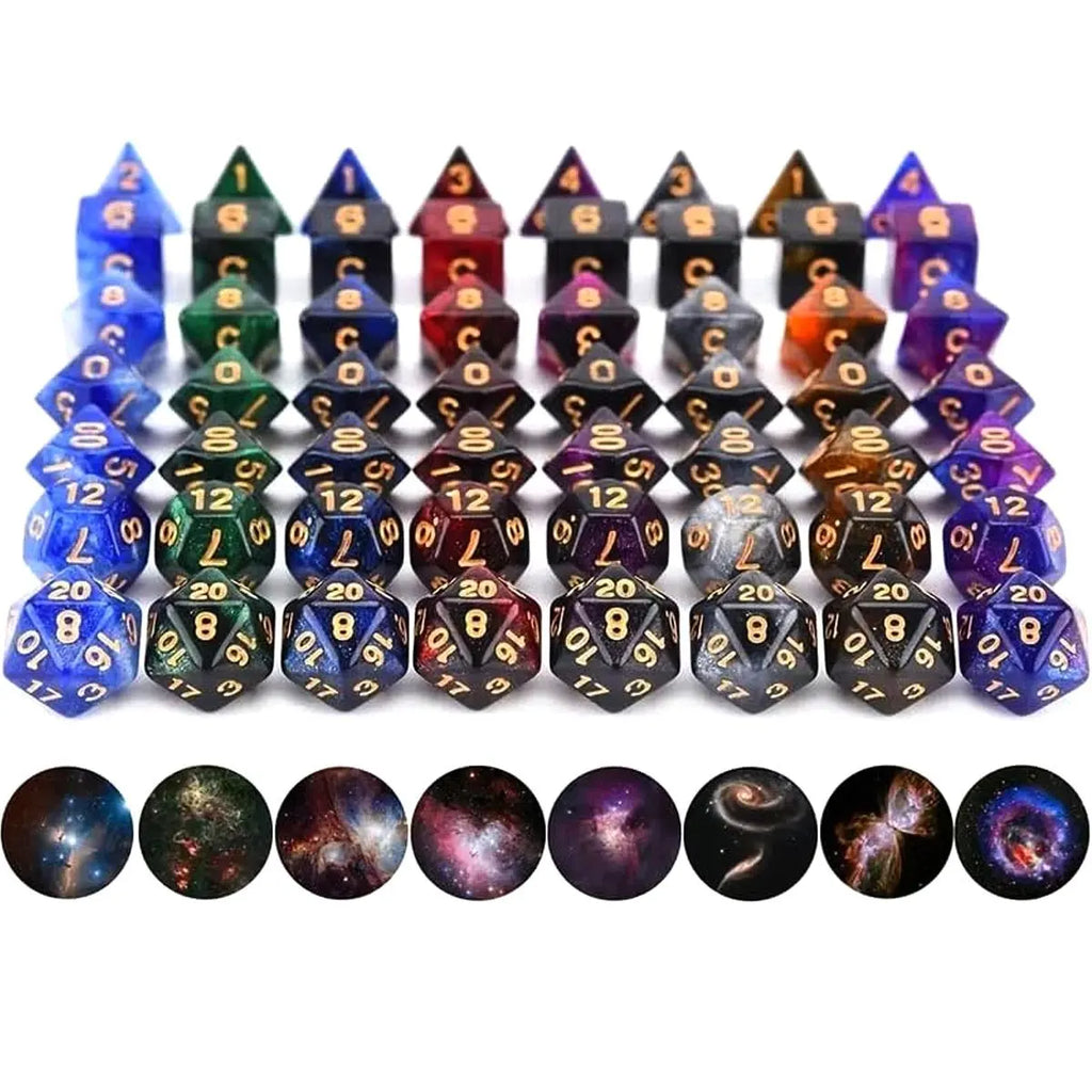 28pcs Polyhedral DND Dice Set - Black Drawstring Pouch with Color-Coded Faces, RPG/D&D Tabletop Game Accessories  ZSY
