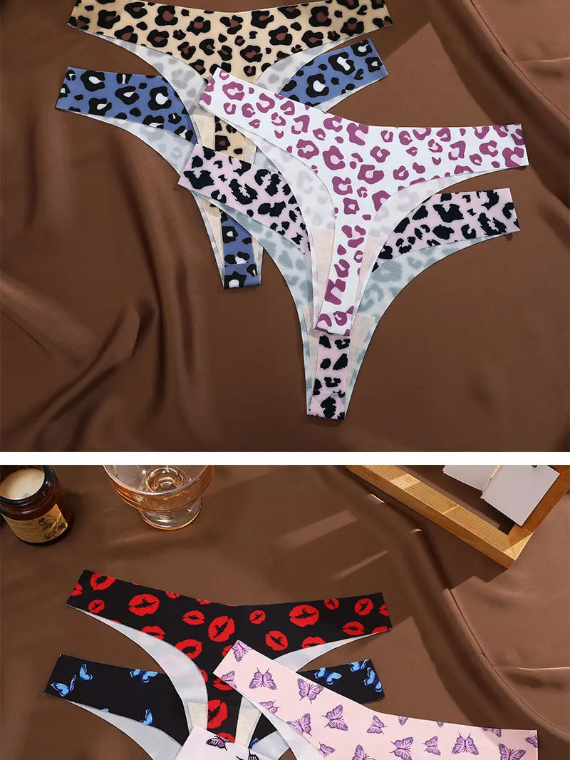 3PCS/SET Sexy G-String For Women Colorful Bikini Female Underwear T-back Intimates Lingerie Seamless Low Waist Underpants Lady