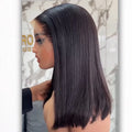Short Bob Straight 13X4 Lace Front Wig Black Color Synthetic Wigs For Black Women Prepluck With Baby Hair Bleach Knots Glueless