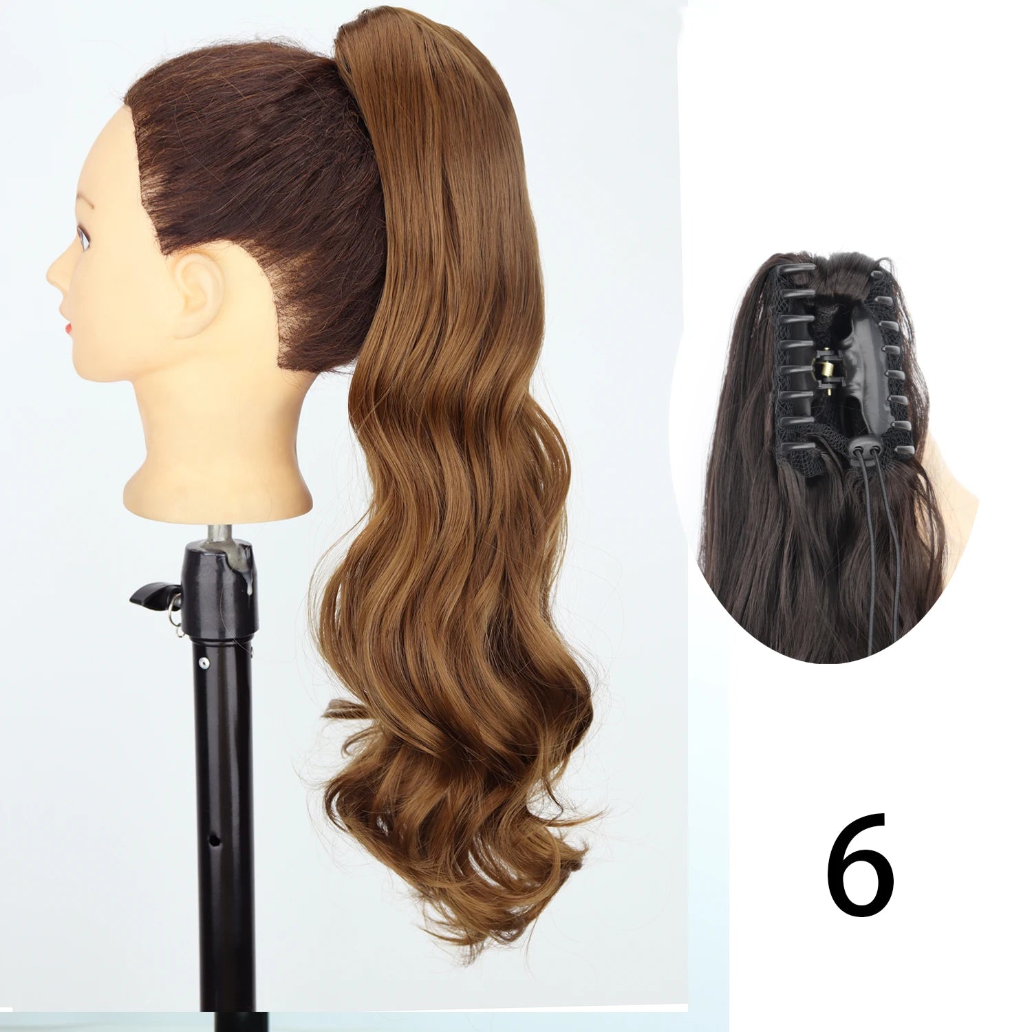 Synthetic 24Inch Wavy Claw Clip On Ponytail Hair Extension Ponytail Extension Hair For Women Pony Tail Hair Hairpiece