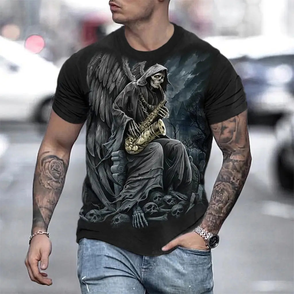 Halloween Day of the Dead Skull Men's Skull Graphic Prints T Shirt Retro Short Sleeve T shirt 3D Print Vintage Designer Holiday