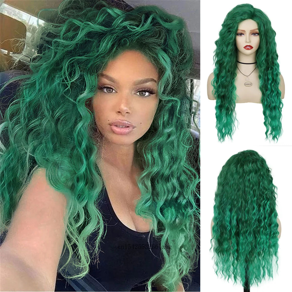 GNIMEGIL Synthetic Grey Hair Long Water Wave Wigs for Women Natural Fluffy Curly Wave Wig Cosplay Halloween Party Heat Resistant
