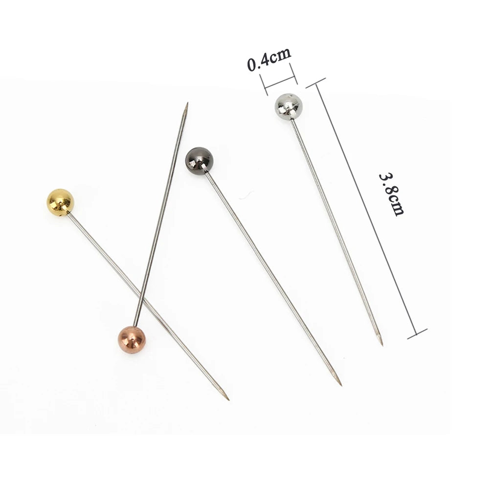 100pcs Colorful Pearlescent Large-Head Needles for Cross-Stitch Clothing Positioning 38mm Length
