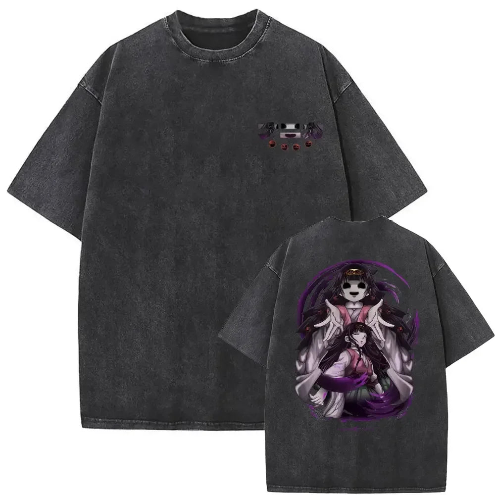 Washed Vintage Anime Hunter X Hunter T-shirt Killua Zoldyck Graphic T Shirt Men Women Clothing Casual Oversized Crewneck Tshirt