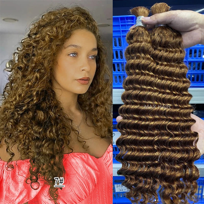 Bulk Braiding Hair 100% Human hair Virgin Deep Wave Unprocessed No Weft Boho Braids Human Hair Bulk Extensions Brazilian Remy 1B