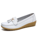 Spring Summer Breathable Casual Loafers For Women Platform Leather Comfort Wedge Moccasins Ladies Vulcanized Sneakers 44