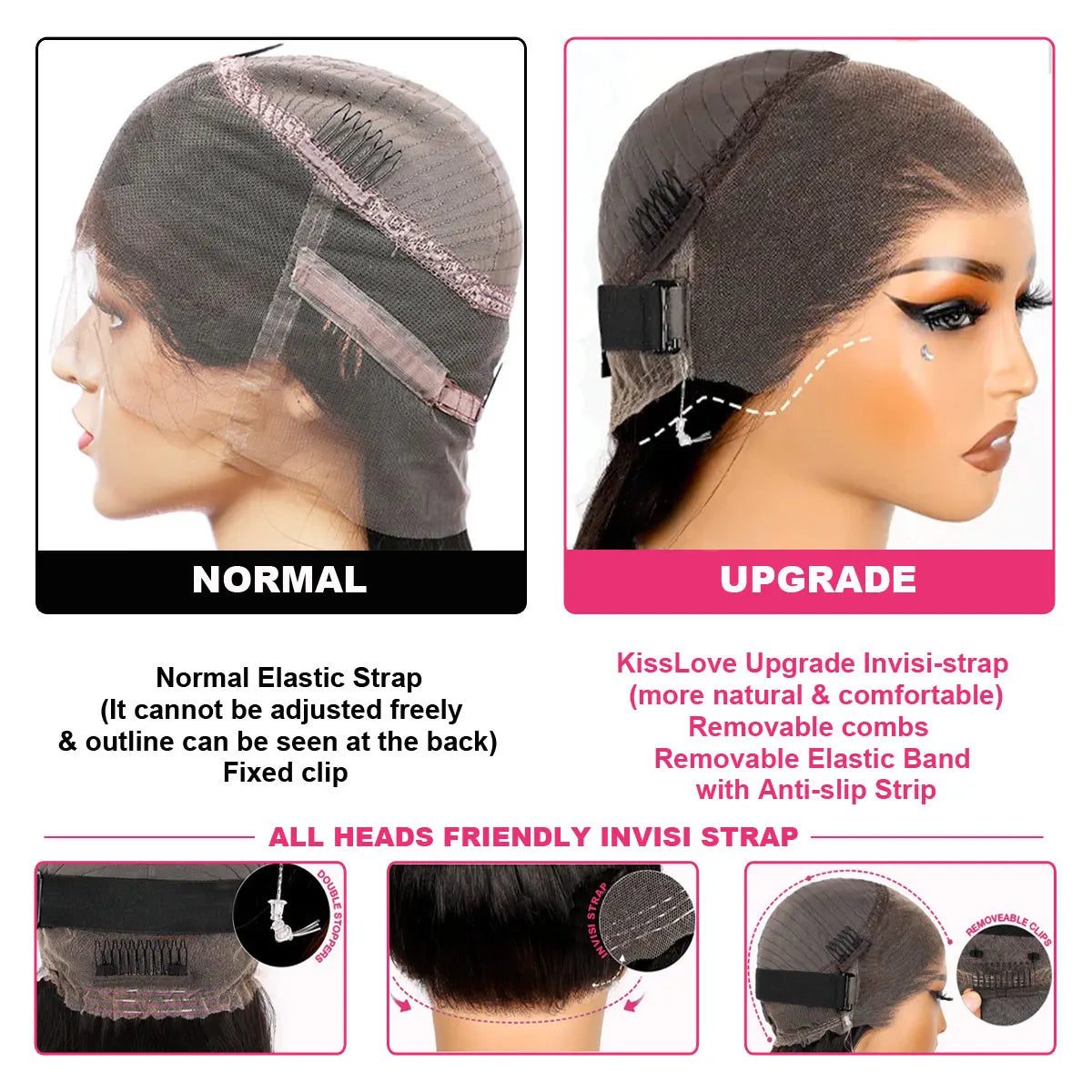 Straight Invisi Strap Snug Fit 360 Full Lace Wigs Pre-Everything HD Transparent Lace Frontal Wig Glueless Human Hair Ready To Go