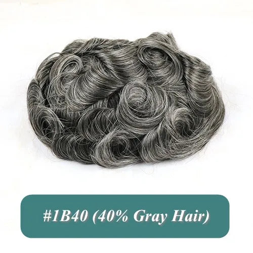 Durable Natural Hairline Human Hair Men's Toupee 26mm Curly Managable Skin Base #1 Jet Black Brown Hair Capillary Prosthesis