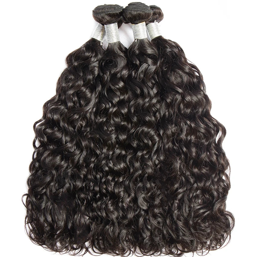 Water Wave Human Hair Bundles With 13x6 13x4 6x6 5x5 HD Transparent Lace Frontal Closure Brazilian Deep Wave Hair Extensions