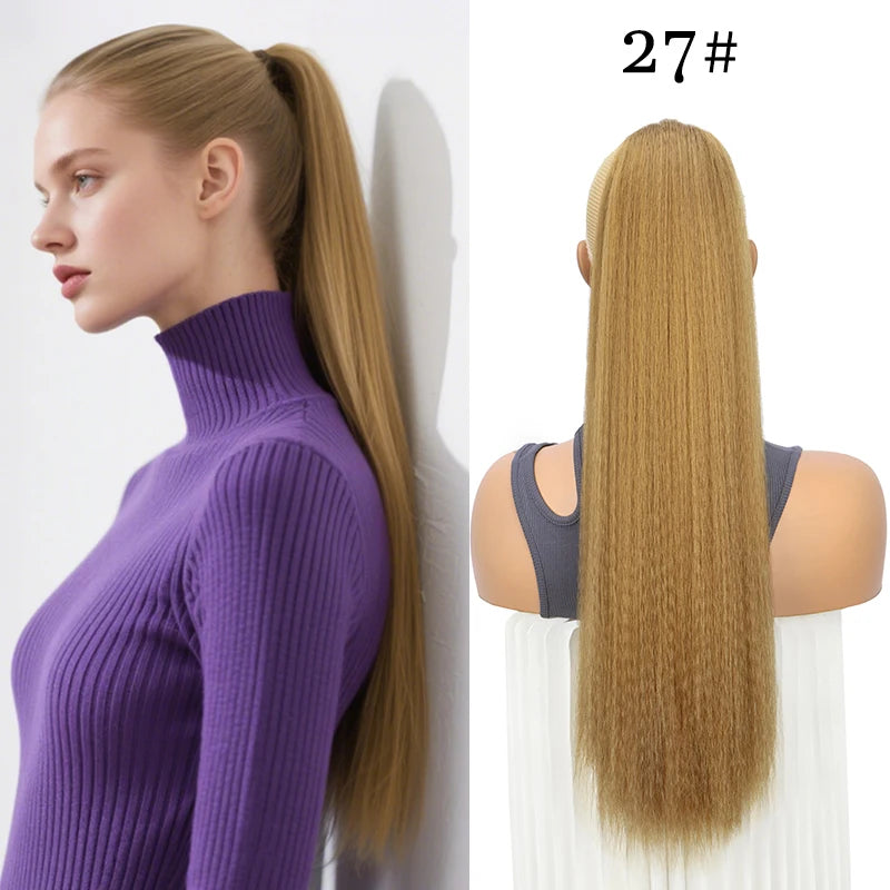 Synthetic Long Ponytail Extension Yaki Drawstring Ponytails for Black Women Clip in Ponytail Hair Extensions