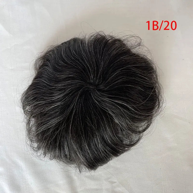 European Human Hair Men's Wigs Full Skin PU Bald Spot Patches Toupee For Men and Women 8cm X 8cm Hair Piece  Glue On Hair System