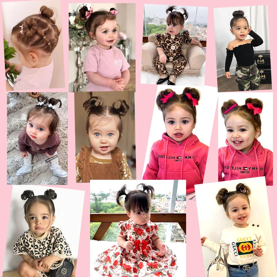 OLACARE Girl Children's Fake Hair Bun Bangs Wig with Clip Hairband Bangs Chignons Daily Wear Cosplay Hairpieces Accessories