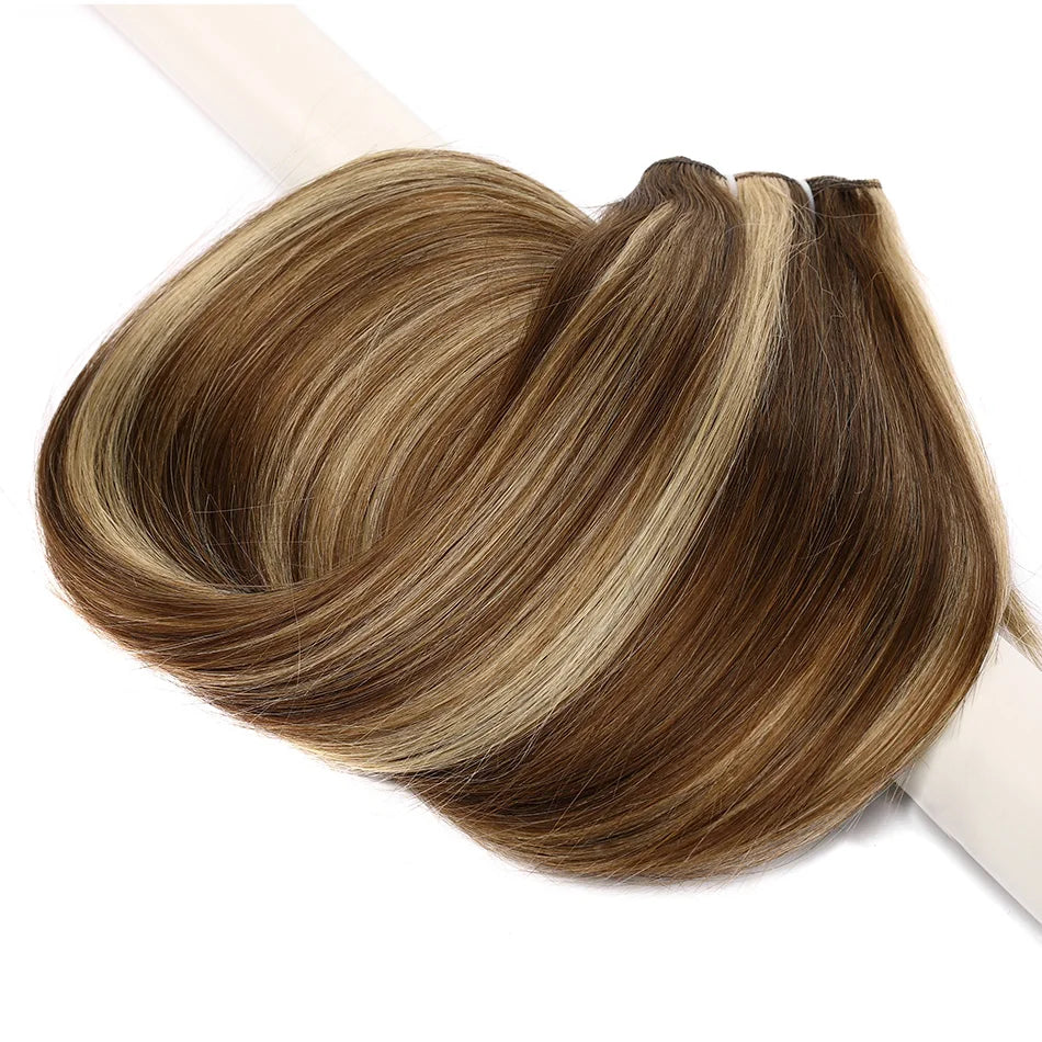 Straight Human Hair Weaves Bundles Brazilian Remy Human Hair Sew In Weft Extensions Straight Blonde 100g 16"-28" Natural Hair
