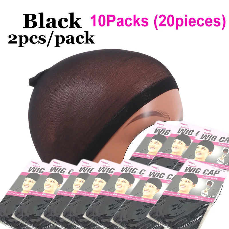Durable Stokcing Wig Cap Under My Wigs 20Pieces Stocking Cap Skin Tone Black Brown Nude Color Wigs Installing Bald Cap