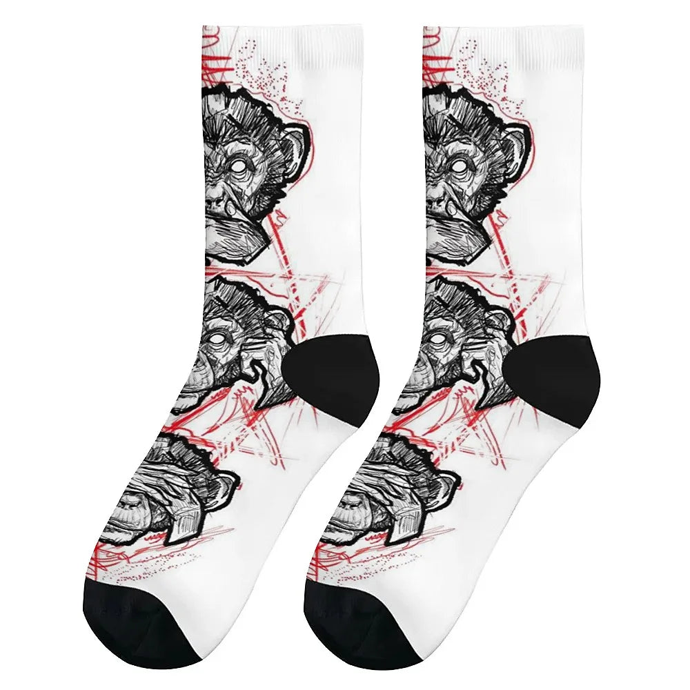New and interesting men's socks, retro fun art gorilla, street hip-hop style, comfortable and breathable, outdoor leisure sports