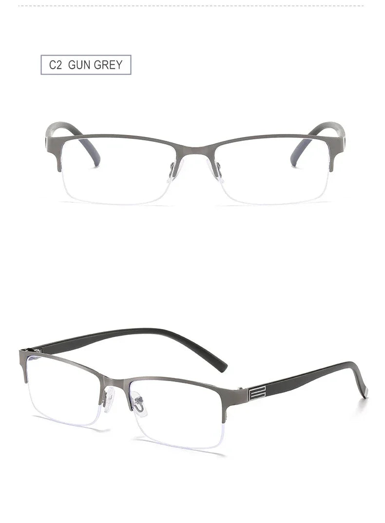 Myopia Prescription Glasses -0.5 TO -10 Men Women Business Half Frame Anti Blue Ray Photochromic Shortsighted Spectacles F518