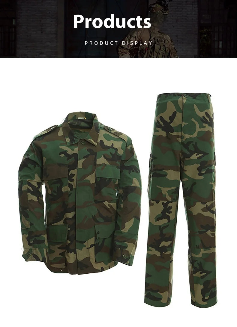 Desert & Jungle Outdoor Camouflage Uniform Tactical Uniform Combat Hunting Suit BDU Training Jacket and Pant
