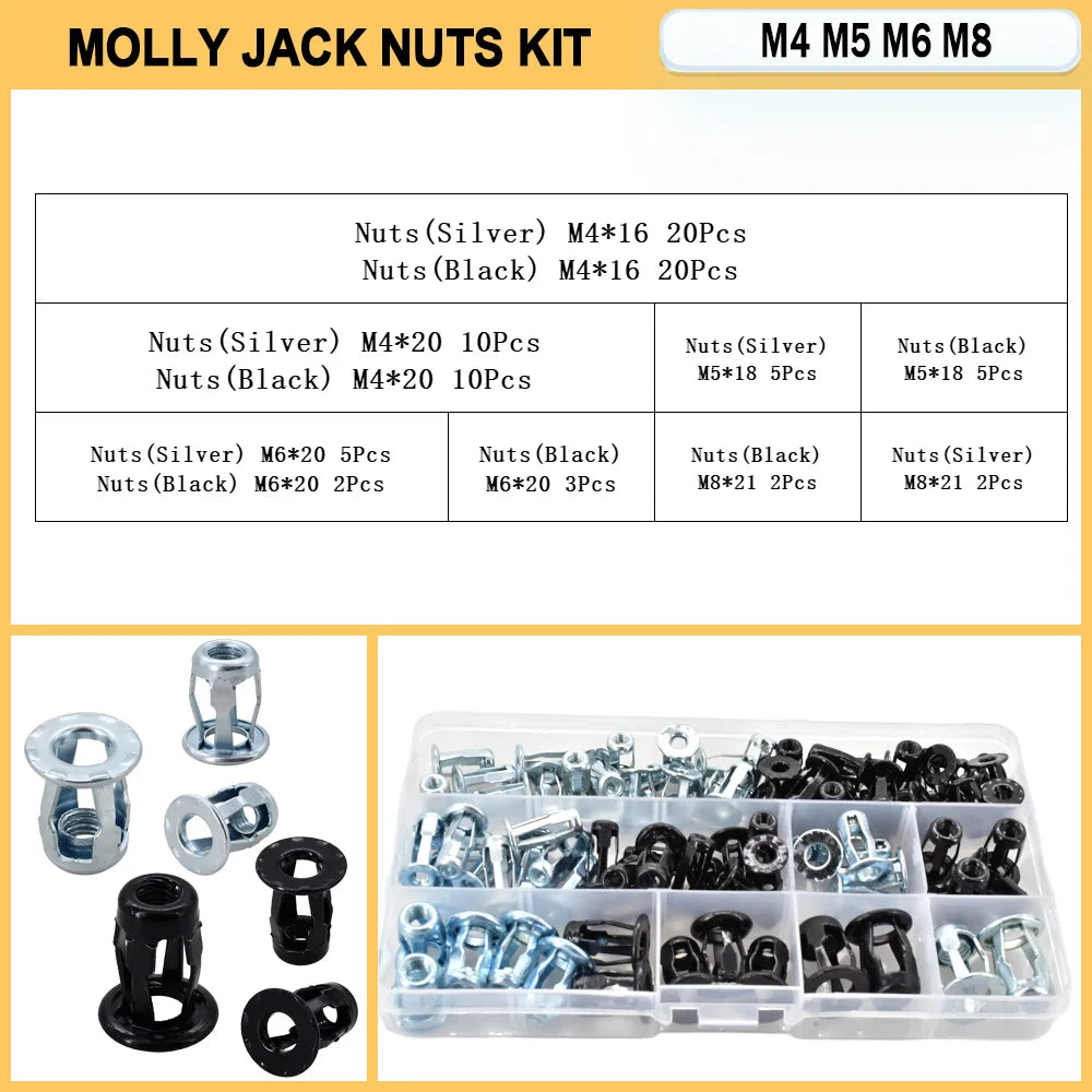 M4 M5 M6 M8 Molly Jack Nut Metal Pannel Petal Rivet Nuts License Plate Fix Rivnut Expansion Clamp Lock Hex Phillips Screw Bolt