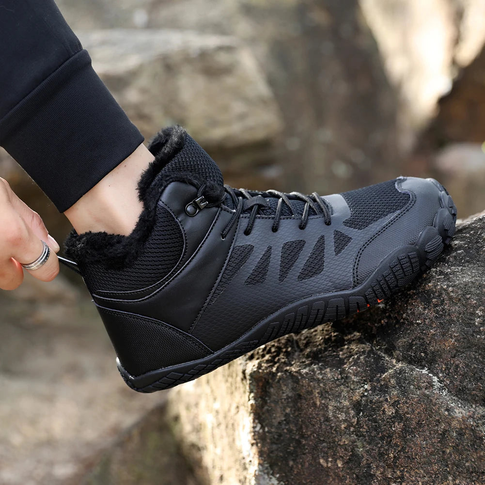 Womens Mens Winter Snow Boots Fur Lined Barefoot Shoes Waterproof Walking Shoes Anti-Slip Outdoor Booties