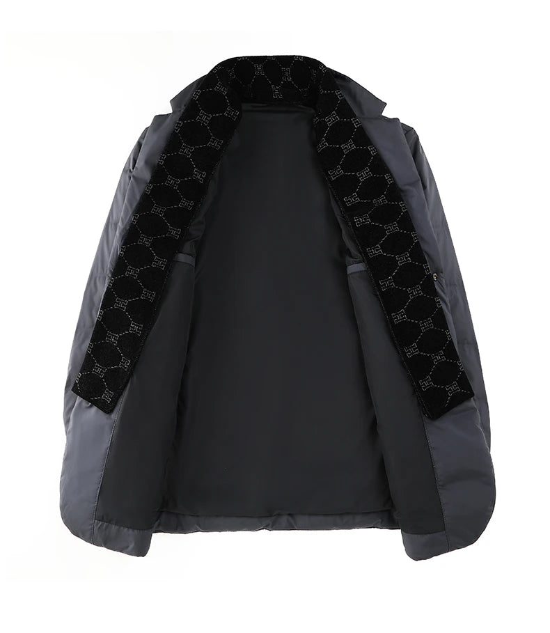 High Quality Men's Handsome down Jacket with Scarf Collar M-6XL Big plus Size for Middle-Aged Dad Fashionable Outerwear