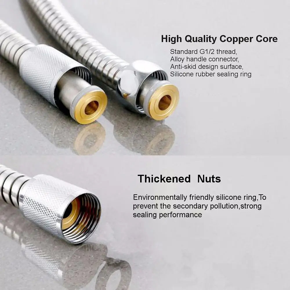Flexible Stainless Steel Plumbing Hose Shower Head Tube Bathroom Pipe 1-3m