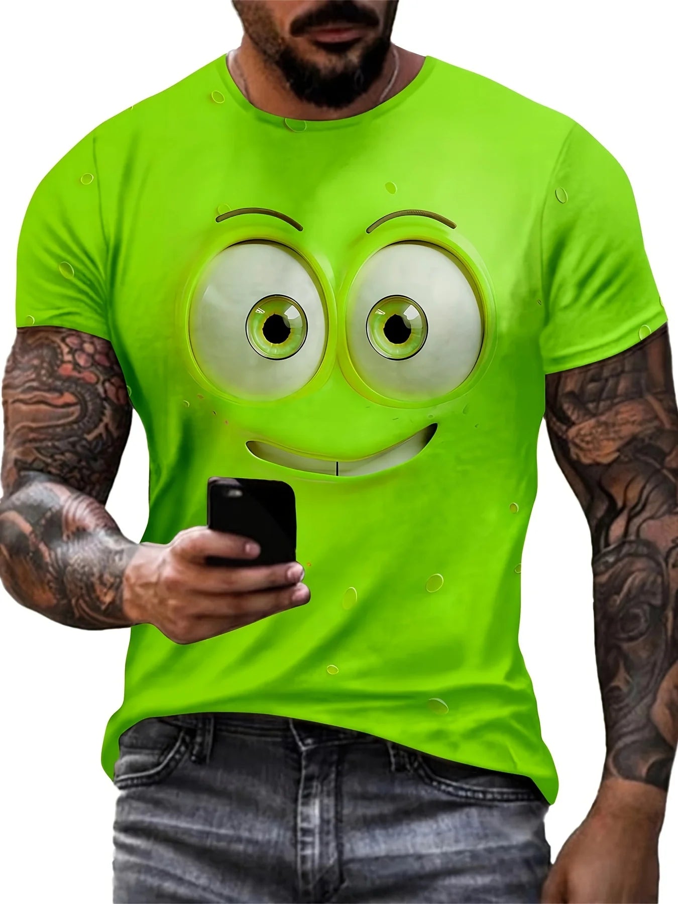 2024 New Men's Eye Pattern Printed T-shirt,Casual Short-sleeved Round Neck T-shirt,Men's Summer Outdoor Clothing
