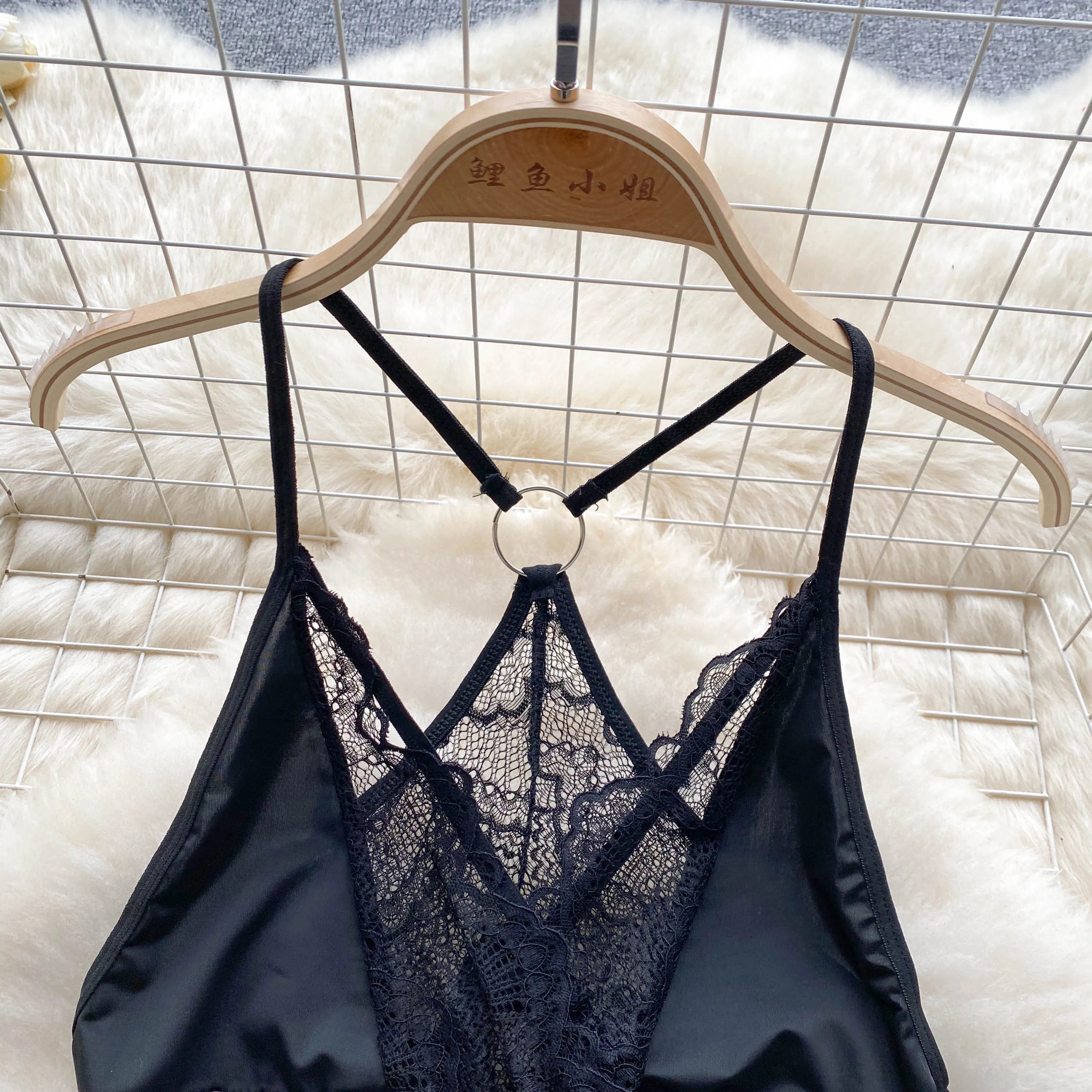 SINGREINY Summer France Sensual Night Dress Erotic Hollow Out Camis Lingerie Nightwear Women Split Slim Sheer Lace Pajamas Dress