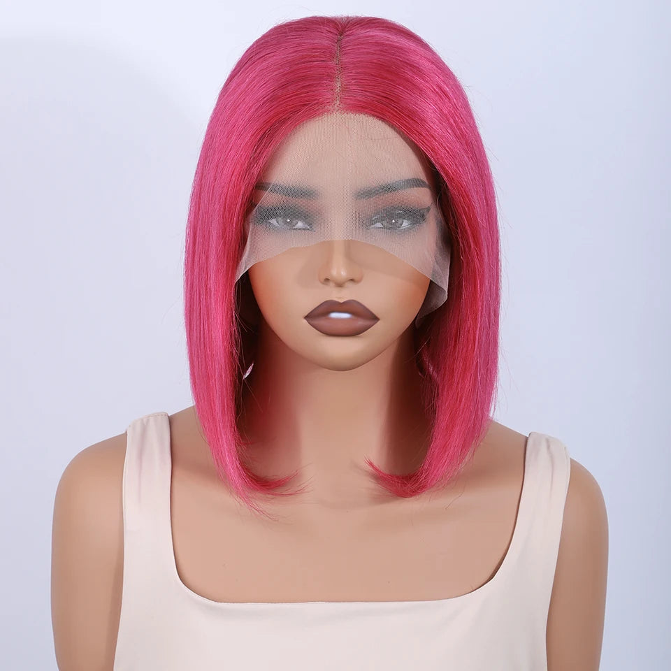 Straight Bob 100% Human Hair Lace Wig For Women Brazilian Remy Hair Middle Part Lace Easy Wear T Part Lace Wigs Clearance Sales