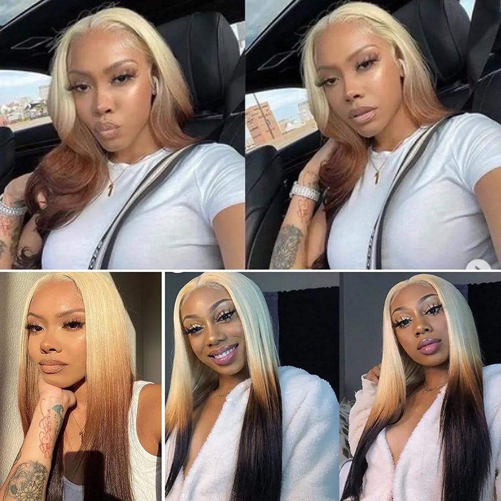 Black With Red Highlight Wig Synthetic Lace Front Wig 13X4 Pre plucked Hairline With BabyHairWomen's Wig with Density Lace Front