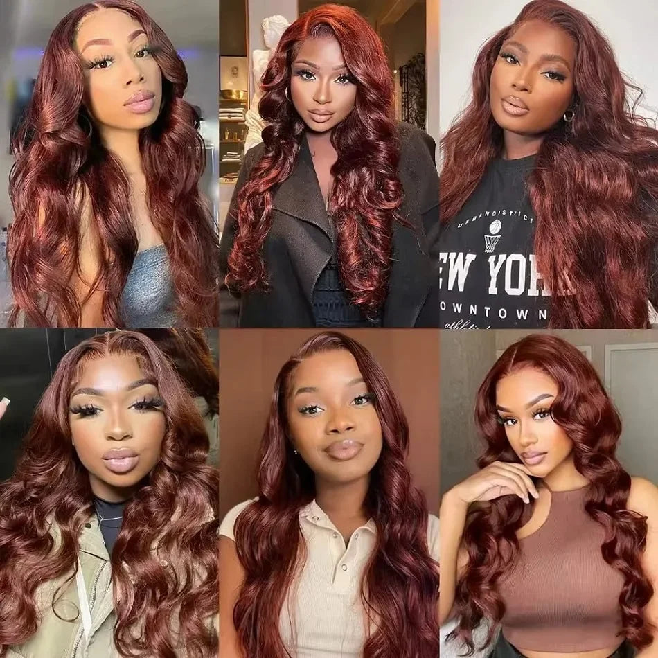 HD Reddish Brown Body Wave 13x4 Lace Front Human Hair Wigs Colored 100% Vietnamese Remy Human Hair Wigs Pre Plucked For Women