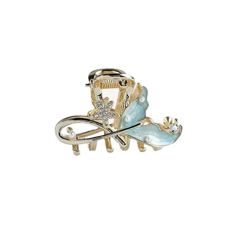 Exquisite French Pearl Fish Tail Hair Claw High-end Women's Alloy Hair Clip Back of Head Half-tied Hair Gripper Hair Accessories