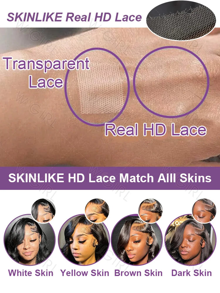 Wigirl High 200 Density 30 40 Inch 13x6 HD Transparent Body Wave Lace Front Human Hair Wigs Brazilian Wavy 13x4 Lace Frontal Wig